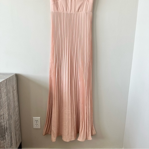 ASOS WEDDING Lace Back Pleated Maxi Dress In Nude- Size:4) - Picture 12 of 14